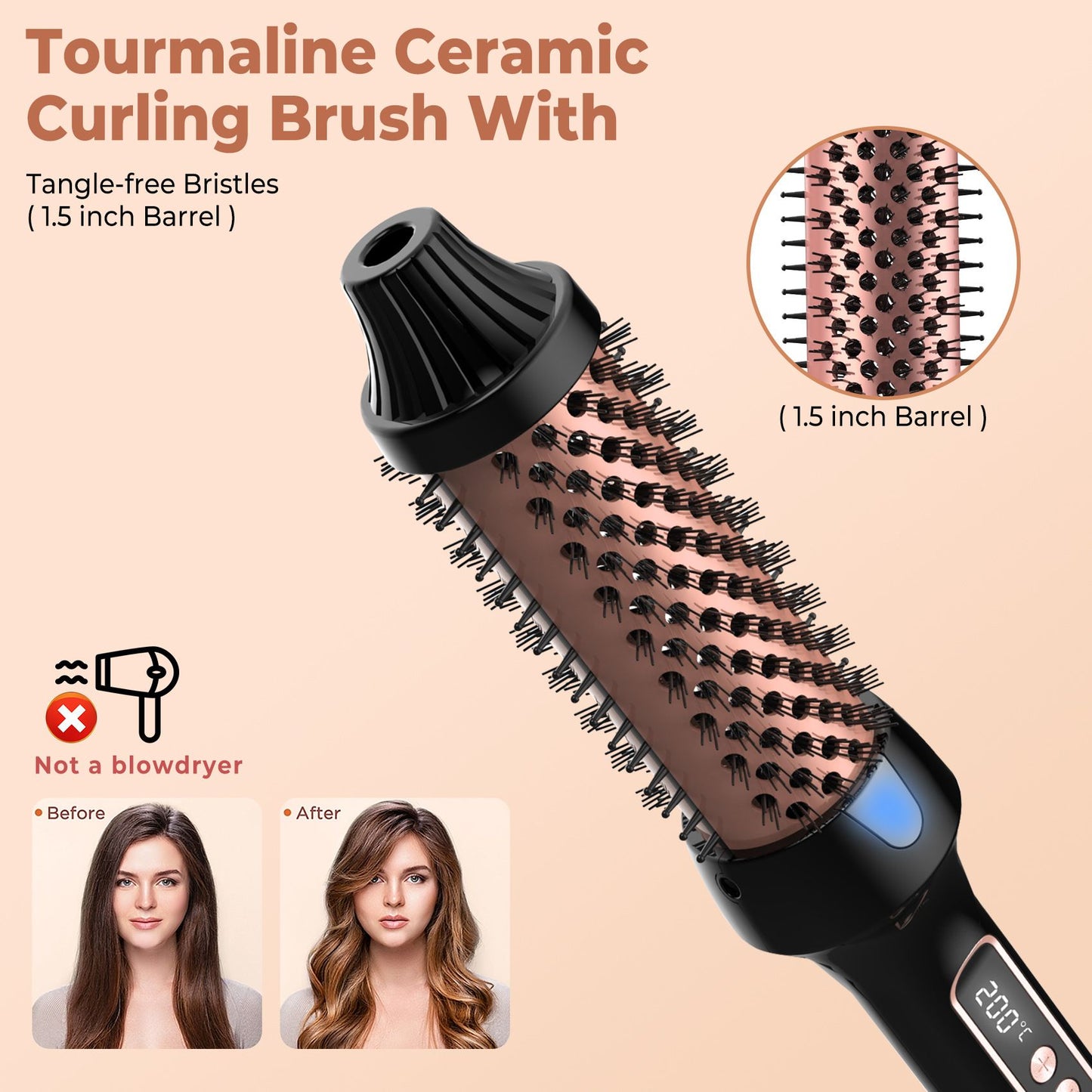 3 em 1 escova térmica iônica aquecida redonda escova iônica modelador de cabelo/