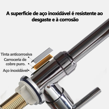 Torneira para Cozinha com Bico Flexível e Jato Duplo