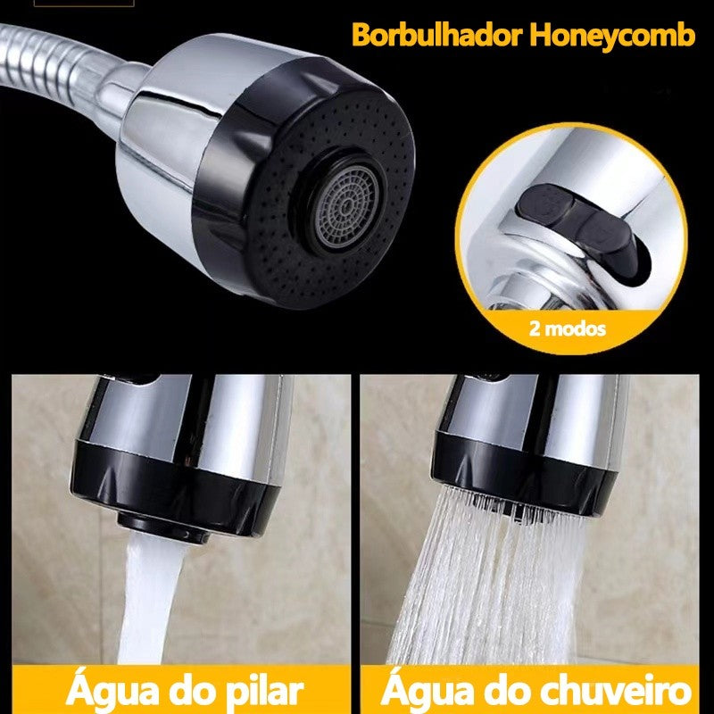 Torneira para Cozinha com Bico Flexível e Jato Duplo