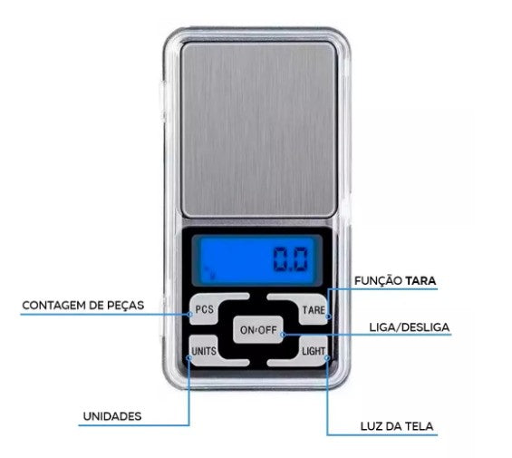 Mini Balança Alta Precisão Portátil 0,1g A 500g Digital