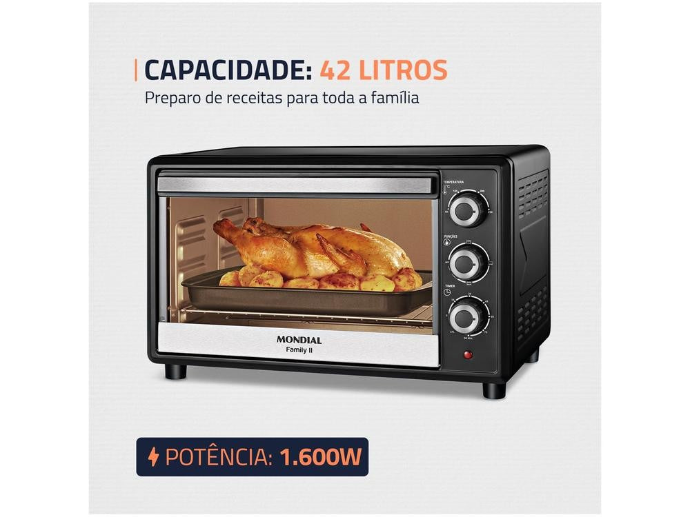 Forno Elétrico de Bancada Mondial Multifuncional 42L