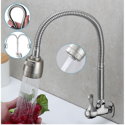 Torneira para Cozinha com Bico Flexível e Jato Duplo