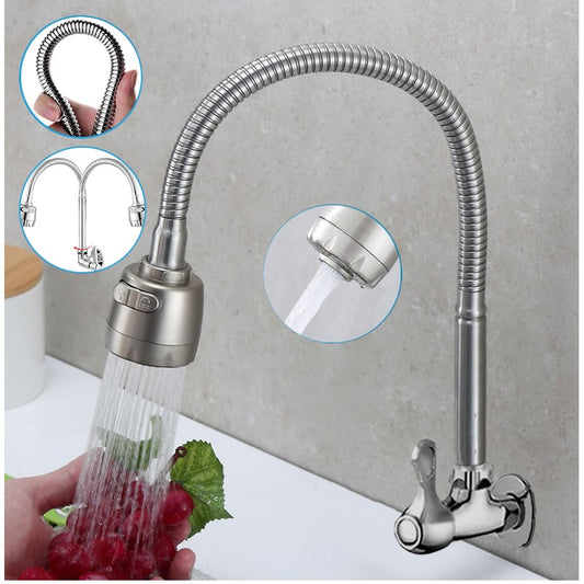 Torneira para Cozinha com Bico Flexível e Jato Duplo